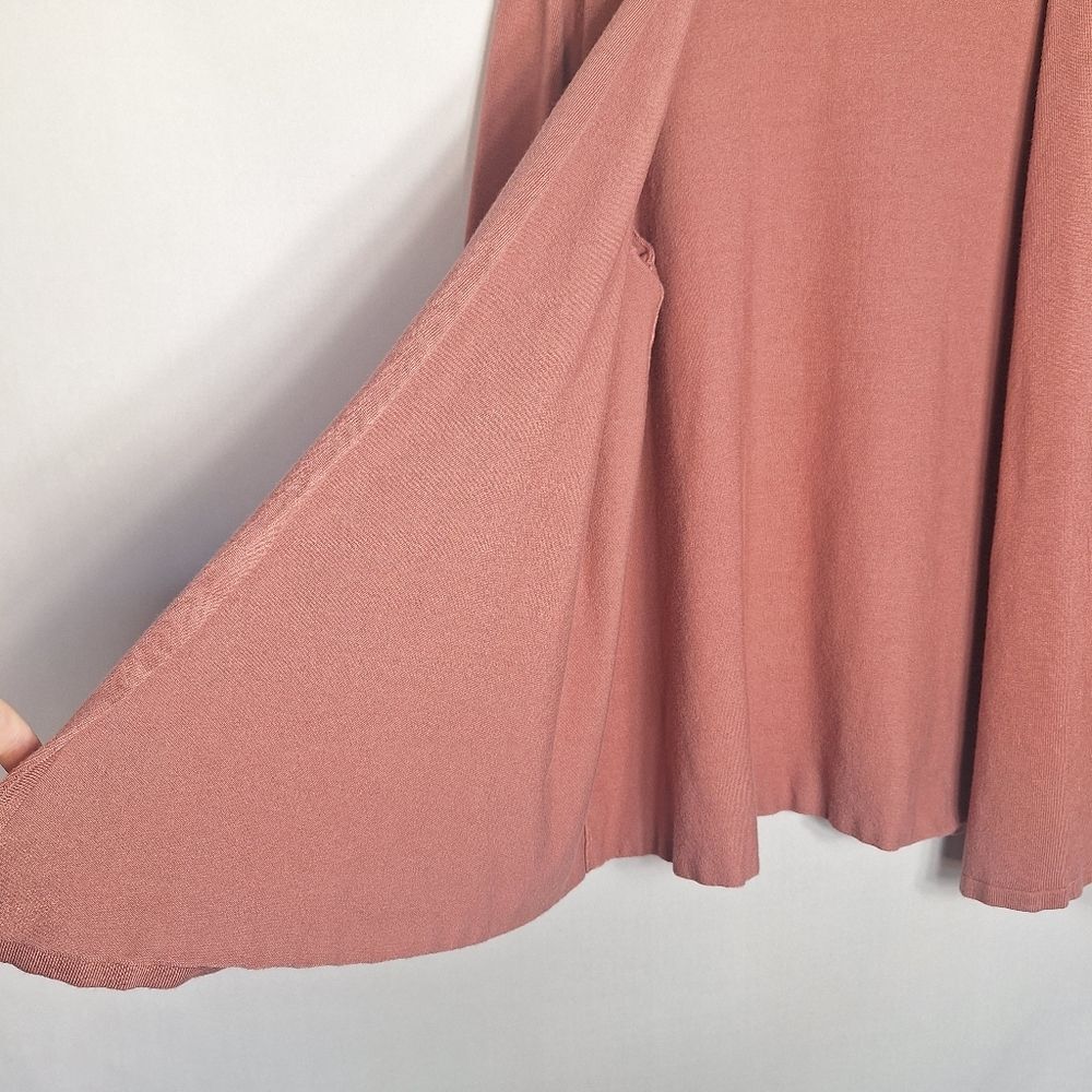 Alfani Open Front Cardigan Long Sleeve Slit Bell Cuff Bow Tie Large Rose Pink - Picture 6 of 9